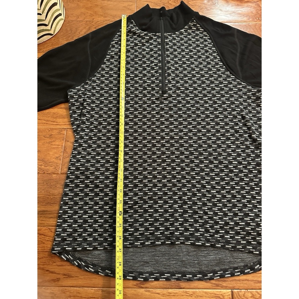 Smartwool 100% Merino Wool 1/4 Zip Pullover Men XL Black Geometric Base Layer - Picture 9 of 11